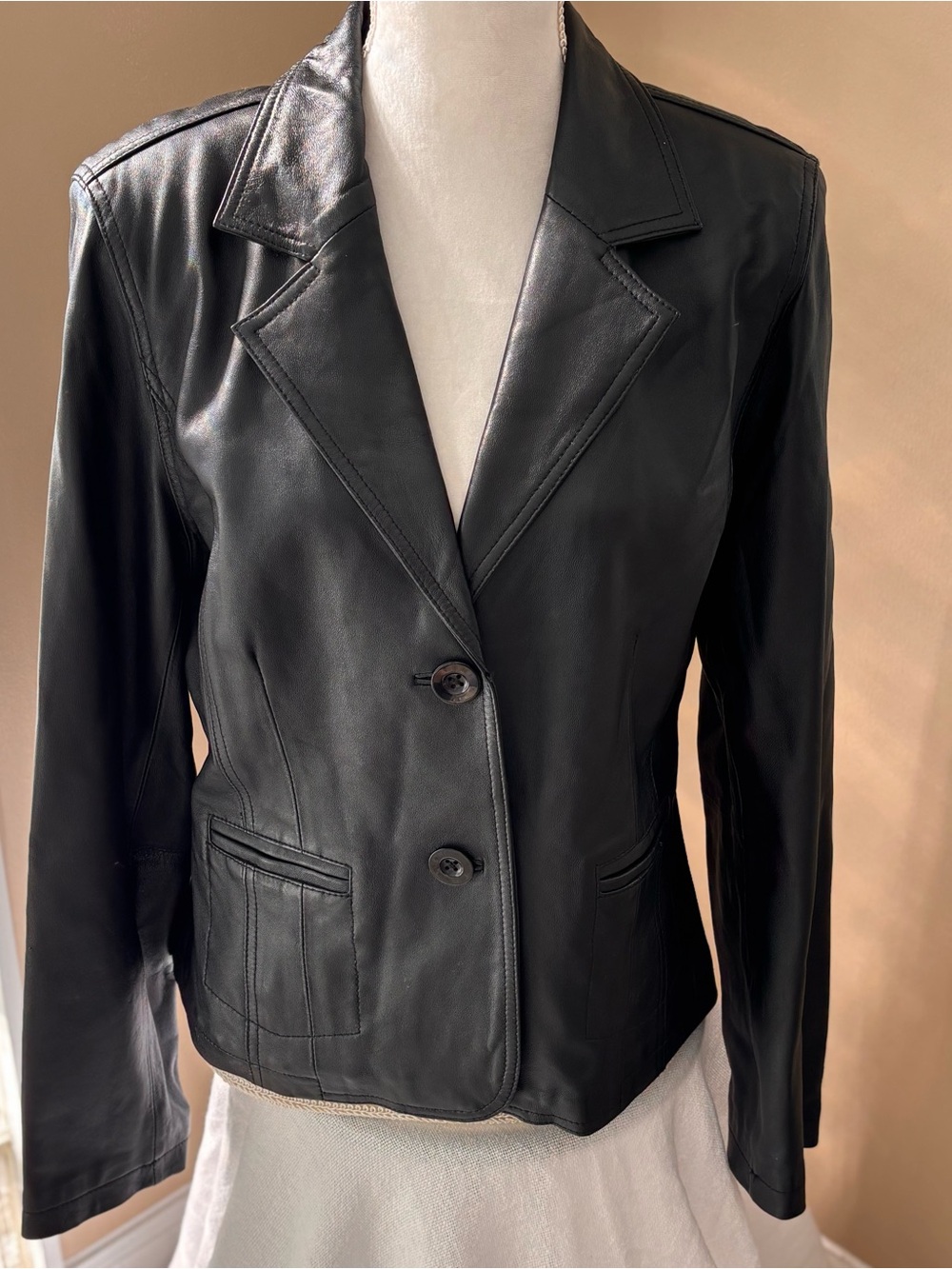 JohnPaulRichard Black Leather Blazer Jacket Size L